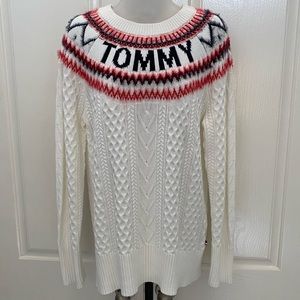 NEW wTag-TOMMY HILFIGER White Fair isle Sweater XL